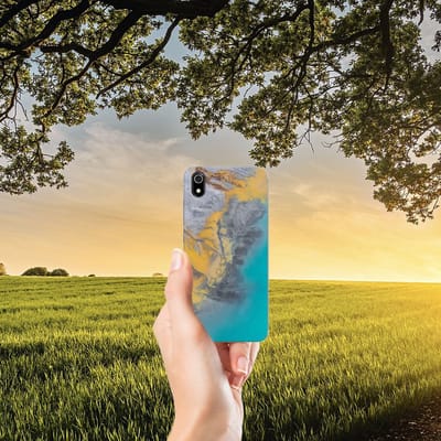 Xiaomi Redmi 7A TPU Siliconen Hoesje Marble Blue Gold