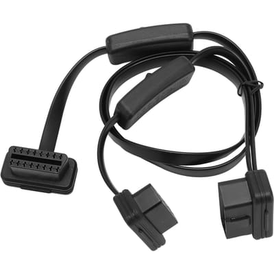 OBD Splitterkabel 16 Pin Platte Noodle Hoge Nauwkeurigheid 1 in 2 Y-Splitter Verlengkabel voor Elm327 black