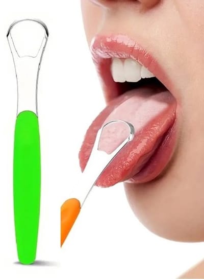 Luxe Tongschraper I RVS Tongschrapers I Hygiënische Tongreinigers I Antislip Siliconen Grip I Groen
