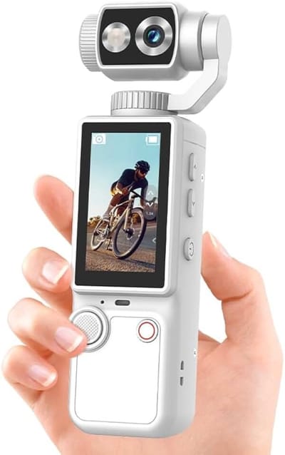 Draagbare Vlogcamera met 180° Draaibaar Objectief, 4K Digitale Camera voor Fotografie & Video, 2,0" IPS-Scherm, Autofocus, 2000mAh Batterij, incl. 32GB Kaart, Statief & Draagkoord Wit