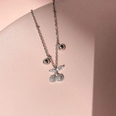 Echt 925 Sterling Zilver Kristallen Kwastje Kers Bedel Hanger Ketting Voor Vrouwen Choker Collares Bruiloft Feest Sieraden Cadeau zilver