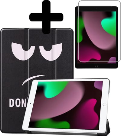 Hoes - Geschikt voor Apple iPad 9 (2021) - 10.2 inch - 9e Generatie - Met Screenprotector - Trifold Bookcase - Hard Cover - Hardcover Book Case - Tablet Hoesje - Don't Touch Me