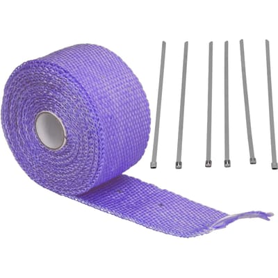 5m Uitlaat Hitte Wrap Isolatietape Glasvezel met Legering Staal Tie voor Auto Motor paars