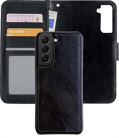 Hoes - 2 in 1 - Geschikt voor Samsung Galaxy S22 - Met Uitneembare Hard Cover - Bookcase - Wallet Case - Met Pasjeshouder - Book Case - Uitneembaar - Pashouder - Kunstleer - Zwart