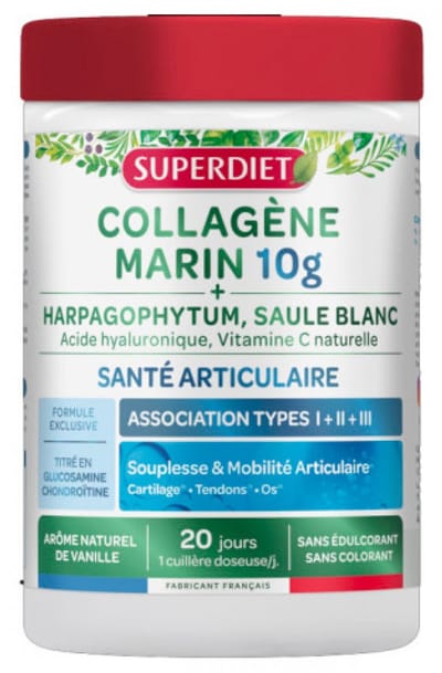Superdiet Marien Collageen 10 g + Harpagophytum en Witte Wilg 220 g