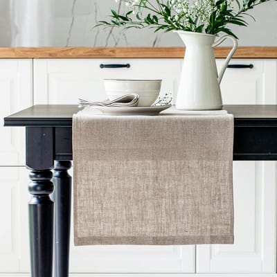 linnen tafelloper | Linnen tafelband tafelkleed | Stevig, dik, onderhoudsvriendelijk, puur linnen, naturel bruin, 40 x 100 cm