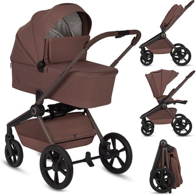 Lionelo Freya 2in1 Kinderwagen – Reiswieg & Wandelwagen – Vanaf Geboorte tot 22 kg – Premium Buggy - PU-Wielen met Vering – Voor- & Achterwaarts Zitje – UPF50+ Kap – Compleet Accessoiresysteem