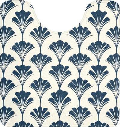 WC mat met uitsparing 55x60 cm - Antislip - Klassiek - Motief - Blauw - Toiletmat met uitsnijding - Vloermat - Douchemat - Toilet tapijt - Toiletmatten