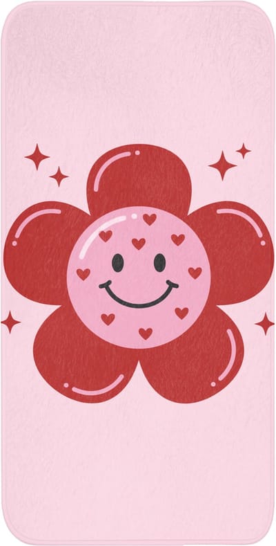 WC mat 60x120 cm - Antislip - Bloem - Roze - Hartjes - Toiletmat - Vloermat - Douchemat - Toilet tapijt - Toiletmatten