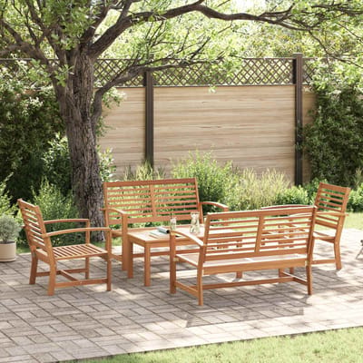 vidaXL - Tuinbank - Set - 5 - st - Naturel - Massief - Teakhout