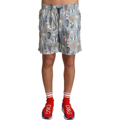 Dolce & Gabbana Heren Blauwe Zeeschelp Strandkleding Zwemkleding Shorts