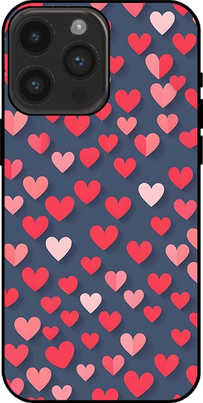 Smartphonica Telefoonhoesje Geschikt voor iPhone 14 Pro Max met Roze en Rode Hartjes Opdruk - TPU Backcover Case With Rosé and Red Heart Design geschikt voor iPhone 14 Pro Max