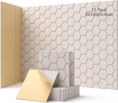 Omgoods- Akoestische Panelen 12 Stuks - Zelfklevend - Geluidsabsorbers - Geluidsisolatie - 30 x 30 x 0,9 cm - Voor Gamingdecoratie - Geluidsabsorber