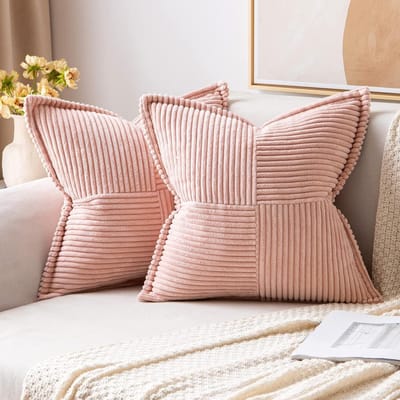 Kussensloop Decoratieve Huis Kussens Rood Retro Corduroy Zachte Pluche Kussensloop voor Bank Bank Kussenhoes 45x45 Kussen Knuffels 18Inch 45x45CM (1 Pcs) roze