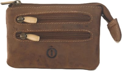 Oi Hunter bruin lederen geld-etui small / zeer zacht portemonneetje met sleutelring / soft lederen beursje uniseks met veel ritsjes / Sleuteletui / Riemportemonneetje / small / bruin leer /432H