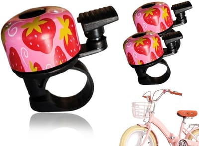 Dailygoods - Fietsbel Set - Mini Fietsbel - Knapperig Geluid - Aardbeipatroon - Geschikt voor Kinderen - 2 Stuks