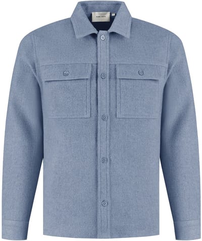 PURE PATH Regular Fit Flannel Overshirts Overshirts Heren - Lichtblauw - Maat S