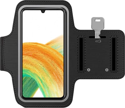 Arara Armband Geschikt voor Samsung Galaxy A33 sportarmband - hardloopband - Sportband hoesje - zwart