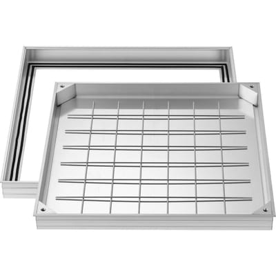 Bouchon de regard avec cadre, 600 x 600 mm Couvercles d'accès invisibles encastrés pour fosse septique, Couvercle d'inspection de canal d'évacuation intégré en alliage d'aluminium pour
