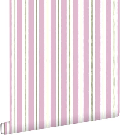 ESTAhome behang strepen paars en groen - 50 x 900 cm - 131959