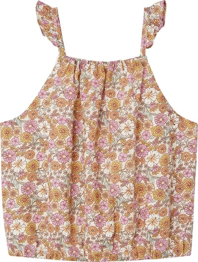 Vertbaudet 'Cropped' meisjesblouse met bloemenprint en ruches op de bandjes