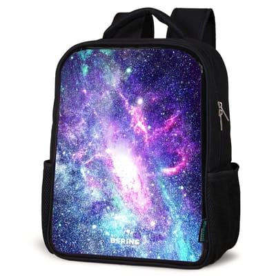 NoBoringSuitcases.com® - Rugzak zwart - Schooltas jongen & meisje - Kleurrijke sterrenstelsel - Rugtas voor school - Boekentas kind - Schoolrugzak - Kinderrugzak