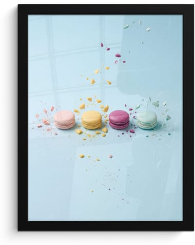Poster in lijst - Fotolijst 30x40 cm - Posters - Macarons - Kleurrijk - Pastel - Posterlijst zwart - Decoratie - Wanddecoratie woonkamer - Muurdecoratie slaapkamer