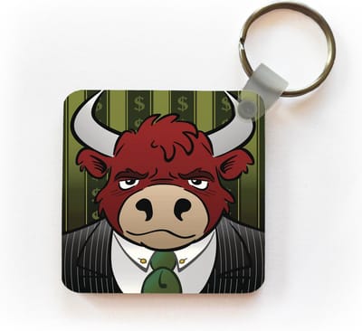 Sleutelhanger - Uitdeelcadeautjes - Een illustratie van een stier in een pak - Plastic