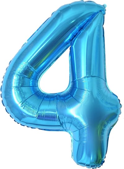 Verjaardagsballon Cijfer 4 Blauw XXL Folie XXL - 101 cm Feestdecoratie