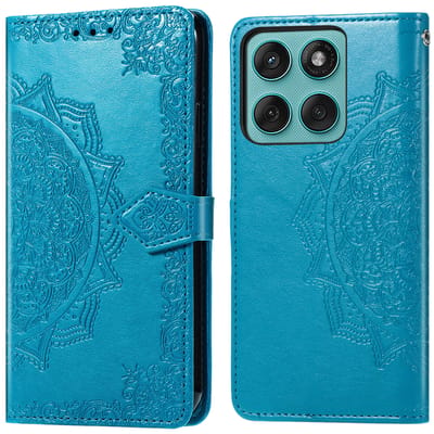 imoshion Hoesje - Geschikt voor Motorola Edge 60 Pro - Mandala Bookcase - Turquoise