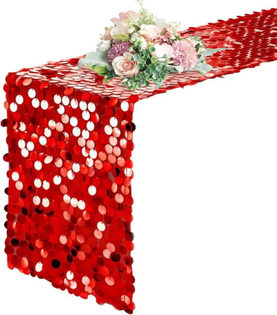 Sprankelende Rode Tafelloper met Pailletten voor Feestelijke Decoratie - 30x25 cm