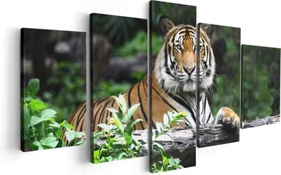 Artaza Canvas Schilderij Vijfluik Tijger In Het Bos - 100x50 - Foto Op Canvas - Canvas Print