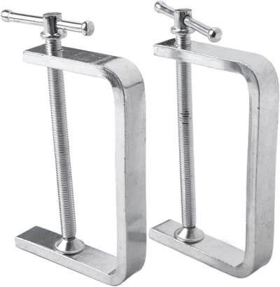 Set van 2 Houten Klemmen, 50-100mm Verstelbare Staal G-Klemmen met Brede Bek voor Houtbewerking en Klussen