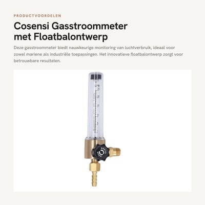 Dailygoods- Gasstroommeter Floatbalontwerp - Nauwkeurige Monitoring - Mariene Luchtverbruik - Industriële Stroomregeling - Capaciteitsbereik 1-25L - Koper Inlaat NPT 1/4-18 - Gasflowmeter