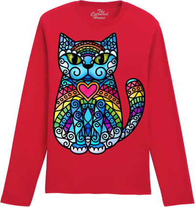 Katten Rainbow Cat The Coloured House Longsleeve T-shirt XXL