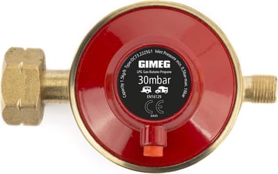 Gimeg Universele Drukregelaar 1/4 Inch Links Afblaas 30Mbar - Drukregelaars los - Rood