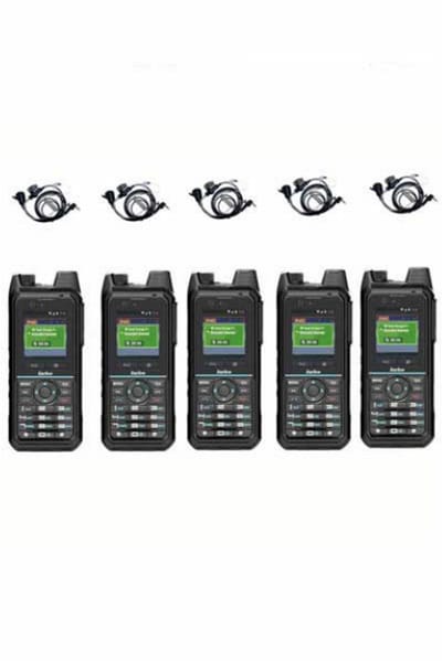 Set van 5 Inrico T330 4G LTE Zello Smart Portofoon IP68 met beveiliging oortje