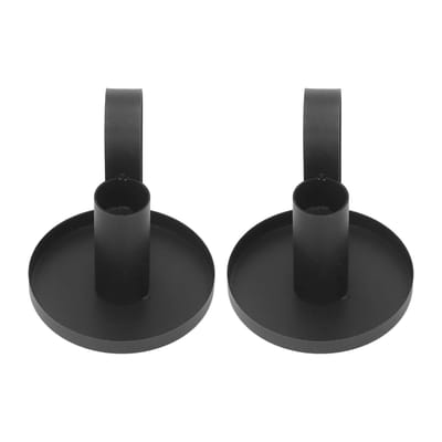 2 Stuks Metalen Kaarsenhouders Gebogen Handvat Retro Mode Zwarte Kandelaarhouders voor Openhaard Tafel black