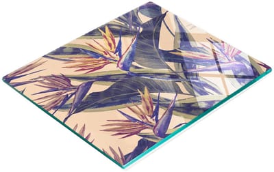 Decoratieve glazen keukensnijplank met Hawaïaanse bloemen, 60x52 cm
