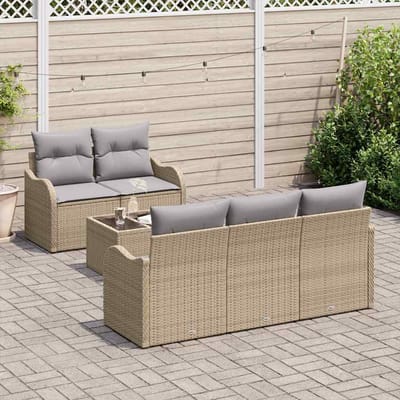 vidaXL - Tuinbank - Set - 6 - st - 5-Aantal - zitplaatsen - Beige - en - Grijs