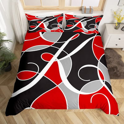 Rood Grijs Wit Gestreept King Dekbedovertrek Verloop Geometrisch Beddengoedset Modern Gestreept Kunst Dekbedovertrek Polyester Quilt Overtrek 70x133cm 2pcs