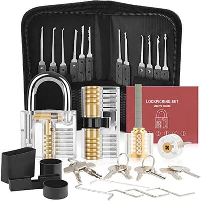 Lockpicking Set - 26 Stuks Oefeningsslot Toolkit voor Beginners en Professionals, Inclusief Transparante Trainingssloten en Comfortabel Silicium Handvat