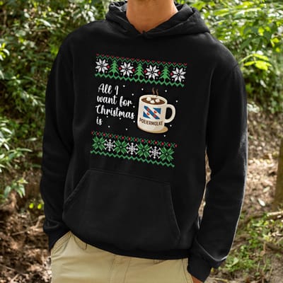 Foute Kerst Hoodie Zwart All I Want For Christmas Is Poeiermolke XS - Uniseks Pasvorm - Kerstkleding Voor Dames & Heren