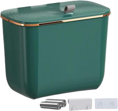 Afvalemmer aan muur - Keukenafvalbak - Ruimte besparen - Met deksel - 7 liter - Groen
