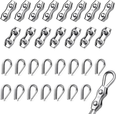 30-Delige Kabelklem Set met Kousen voor 1,5-2mm Staalkabel
