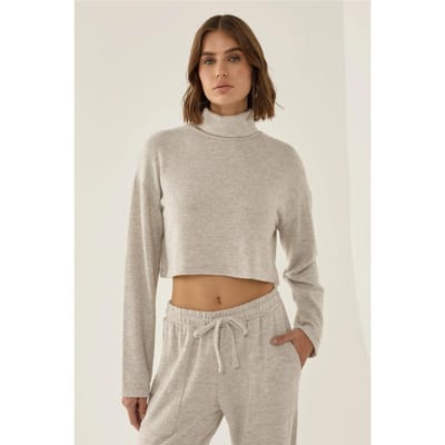 Structuur Turtleneck Crop Trui