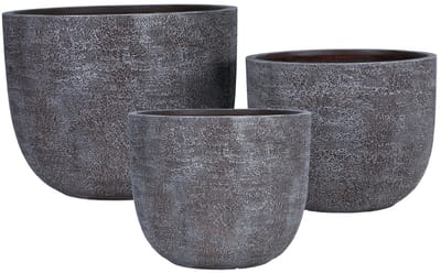 PTMD Delsey Brown GRC Structure Pot Big Set Of 3