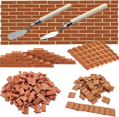 Miniatuur Dakpannen en Bouwstenen Set Grijs - Schaalmodel Bakstenen voor Poppenhuis en Diorama
