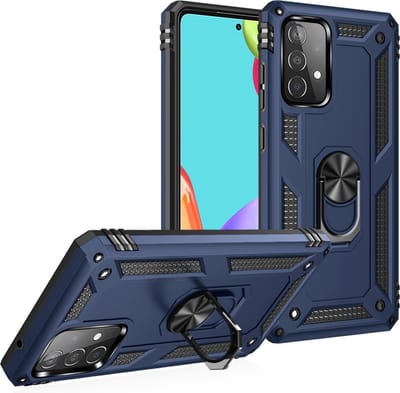Coverup Hoesje - Geschikt voor Samsung Galaxy A52 / A52s Hoesje - Coverup Ring Kickstand Back Cover - Blauw