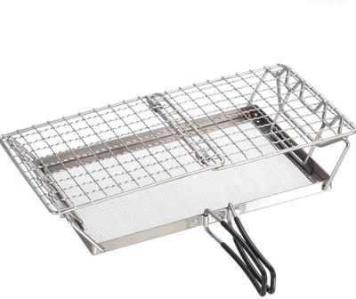 Broodrooster Houder - Grill Rek - Buiten Koken - Vouwbaar Ontwerp - Compact Formaat - Zilverkleurig